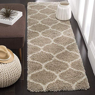 Imsid Home Modern Shaggy Carpets and Rugs for Hall, Offices, Kitchens, Bedroom, Living Room and Cabins (2 x 5 feet, Beige & Ivory) - Home Decor Lo