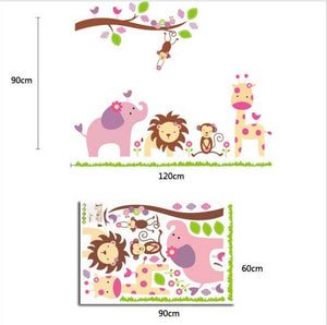 Decals Design StickersKart Wall Stickers Baby Cartoon Animal Kingdom Kids Room (Multicolor) - Home Decor Lo