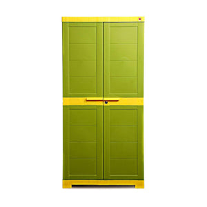 Cello Novelty Big Cupboard with 3 Shelves (Green and Yellow) - Home Decor Lo