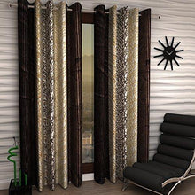 Load image into Gallery viewer, Home Sizzler Abstract 2 Piece Eyelet Polyester Window Curtain Set - 5ft, Brown - Home Decor Lo