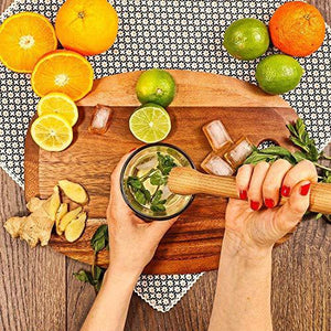 NJ Cocktail Bar Sheesham Wooden Muddler and Mixing Spoon Home Bar Tool Set, Bar Spoon Fork, Create Delicious Mojitos and Other Fruit Based Drinks: 2 Pcs Set - Home Decor Lo