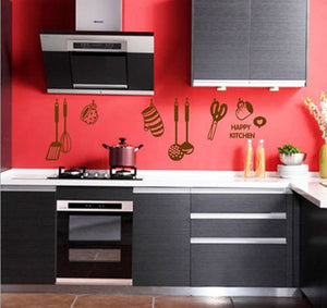 Decals Design 'Stylish Kitchen' Wall Sticker (PVC Vinyl, 60 cm x 45 cm, Brown) - Home Decor Lo
