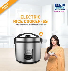 Kent 18/10 Steel Ss Non Sticky Ceramic Coating Electric Rice Cooker (KENELRICE, Grey) - Home Decor Lo