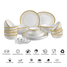 Load image into Gallery viewer, Cello Royal Amber Gold Opalware Dinner Set, 33 Pieces - Home Decor Lo