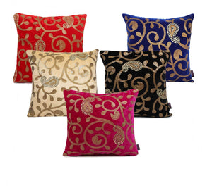IndoAmor Paisley Sequine Embroided Velvet Multicolor Cushion Cover - Home Decor Lo
