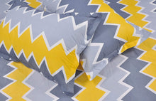 Load image into Gallery viewer, Cotton King Bedsheet with 2 Pillow Covers: Yellow and Grey - Home Decor Lo