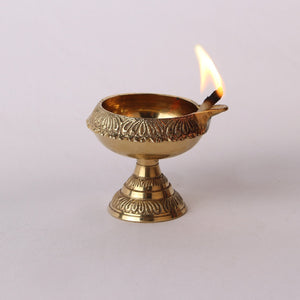 DreamKraft Brass Diwali Kuber Deepak On Stand (Diya Oil Lamp) For Puja Home Décor (Set of 2) - Home Decor Lo