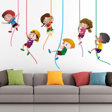 Load image into Gallery viewer, StickMe &#39;Kids Playing Climbing Up The Rope Wall Sticker &#39; - SM329 (PVC Vinyl - 100Cm X 65 cm) - Home Decor Lo
