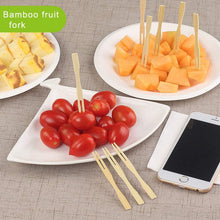Load image into Gallery viewer, Sainath Traders Disposable Wooden Fruit Fork 8 cm (3.1 inches) |Mini Fork |Bamboo Party Forks |Mini Cocktail Pick |Fruit Apetizer Dessert Fork - Home Decor Lo