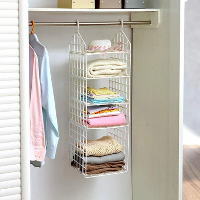 5 Layer Folding Clothes Storage Hanging Wardrobe Shelves - Home Decor Lo