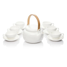 Load image into Gallery viewer, Te.Cha 1000ml Microwave Safe Teapot with Bamboo Handle (White_Set of 6) - Home Decor Lo