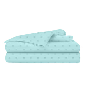 Blue Dahlia Swiss Dot Sateen Solid 300TC Cotton Deluxe Sheet Set with Pillow Cases (King, Pale Turquoise) - Home Decor Lo