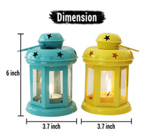 Load image into Gallery viewer, Tied Ribbons Tealight Holder Hanging Lantern Set of 2 (6 inch X 3.7 inch), Multicolour - Home Decor Lo