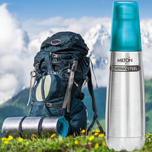 Load image into Gallery viewer, Milton Vertex-1000 Thermosteel Water Bottle with Blue Cap, 1 Litre, Silver - Home Decor Lo