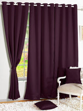 Load image into Gallery viewer, Story@Home Room Darkening Blackout Plain Solid Faux Silk Door Curtain - 7ft, Purple - Home Decor Lo