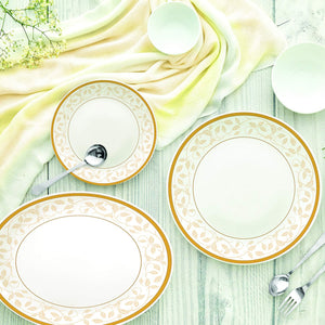 Cello Royal Amber Gold Opalware Dinner Set, 33 Pieces - Home Decor Lo