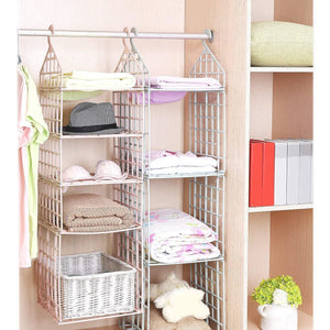 5 Layer Folding Clothes Storage Hanging Wardrobe Shelves - Home Decor Lo