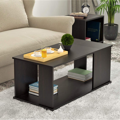 Bluewud Noel CT-NO-RTW Coffee Table with Shelves (Wenge) - Home Decor Lo