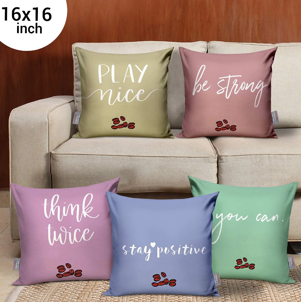 TIED RIBBONS Set of 5 Printed King Size Home Decor Cushion Covers - Home Decor Lo