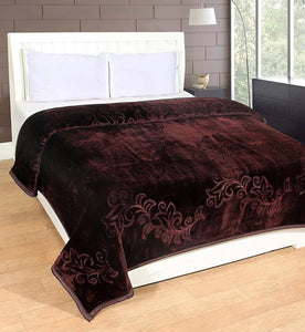 Ultra Soft Floral Single Bed Mink Winter Blanket: Coffee - Home Decor Lo
