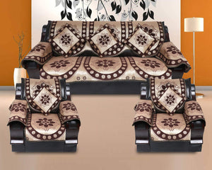 17 Pc Cotton Ambi Printed Sofa Cover Set of 5 Seater (3+1+1) with Cushion Cover - Home Decor Lo