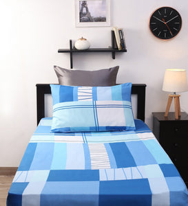 Home Ecstacy Dreamscape Cotton Printed 1 singal Bedsheet and 1 Pillow cover Set 7022 SGL (Blue, Single) - Home Decor Lo