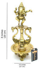Load image into Gallery viewer, Two Moustaches Dancing Ganesha Brass Oil Diya with Base - Home Decor Lo