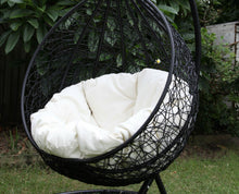 Load image into Gallery viewer, Rattan Hanging Egg Swing Chair With Cushion &amp; Hook: Black - Home Decor Lo