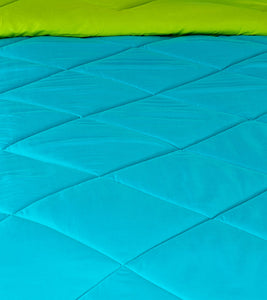 Microfibre Reversible Single Comforter:  Aqua Blue & Olive Green - Home Decor Lo
