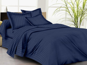 Trance Home Linen Premium Cotton 210 TC Single Fitted Bedsheet 78" * 36" with 1 Pillow Cover (Dark Blue) - Home Decor Lo