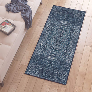 Status 3D Printed Perfect Home Rugs Carpet for Living Area | Rug and Carpet for Bedroom |Rug and Carpet for Dining Table Rug Floor Carpet with Anti Slip Backing (22 x 55, Navy Blue) - Home Decor Lo