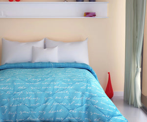 Divine Casa Luxor Abstract Microfibre Single Comforter: Blue - Home Decor Lo