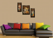 Load image into Gallery viewer, Indianara Radha Krishna Rectangular Synthetic Wood Art Painting (35 cm x 28 cm x 3 cm, Set of 3) - Home Decor Lo