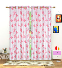 Load image into Gallery viewer, Red Ribbon Designer Dark Pink Eyelet Polyester Set of 2 Curtains-7 Feet Door - Home Decor Lo