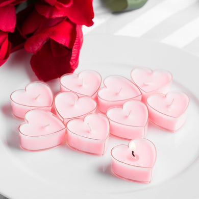 Heart Shaped Pink Scented Tea Light Candles | Pack of 10