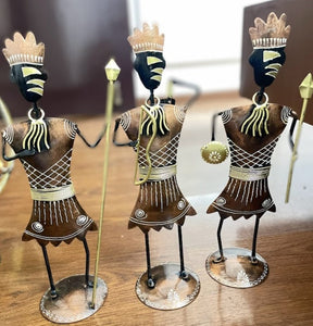 Wrought Iron Tribal Figurine Set Of 3
