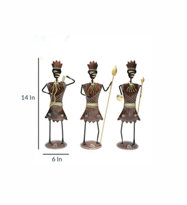 Wrought Iron Tribal Figurine Set Of 3