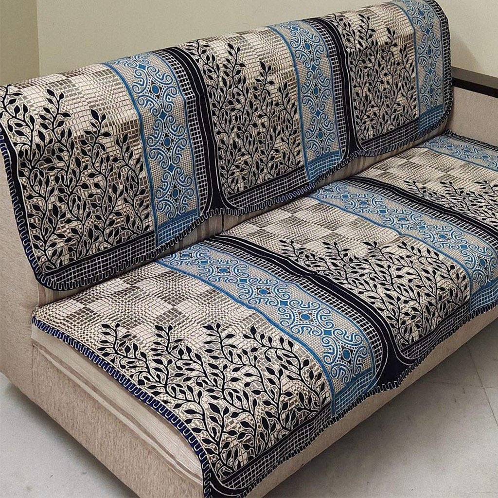 Griiham Contemporary Leaves Design Sofa Cover for 5 Seater Sofa - Home Decor Lo