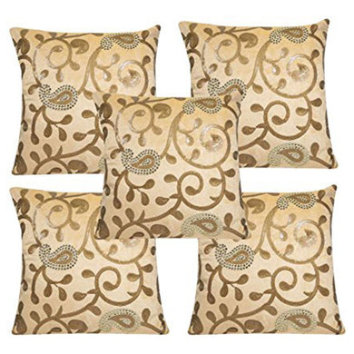 Velvet Cushion Covers Set of 5 Abstract Embroidered Floral Design with Work - Home Decor Lo