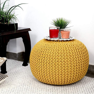 Tanishkam Home Décor Pouffe for Living Room: Yellow - Home Decor Lo