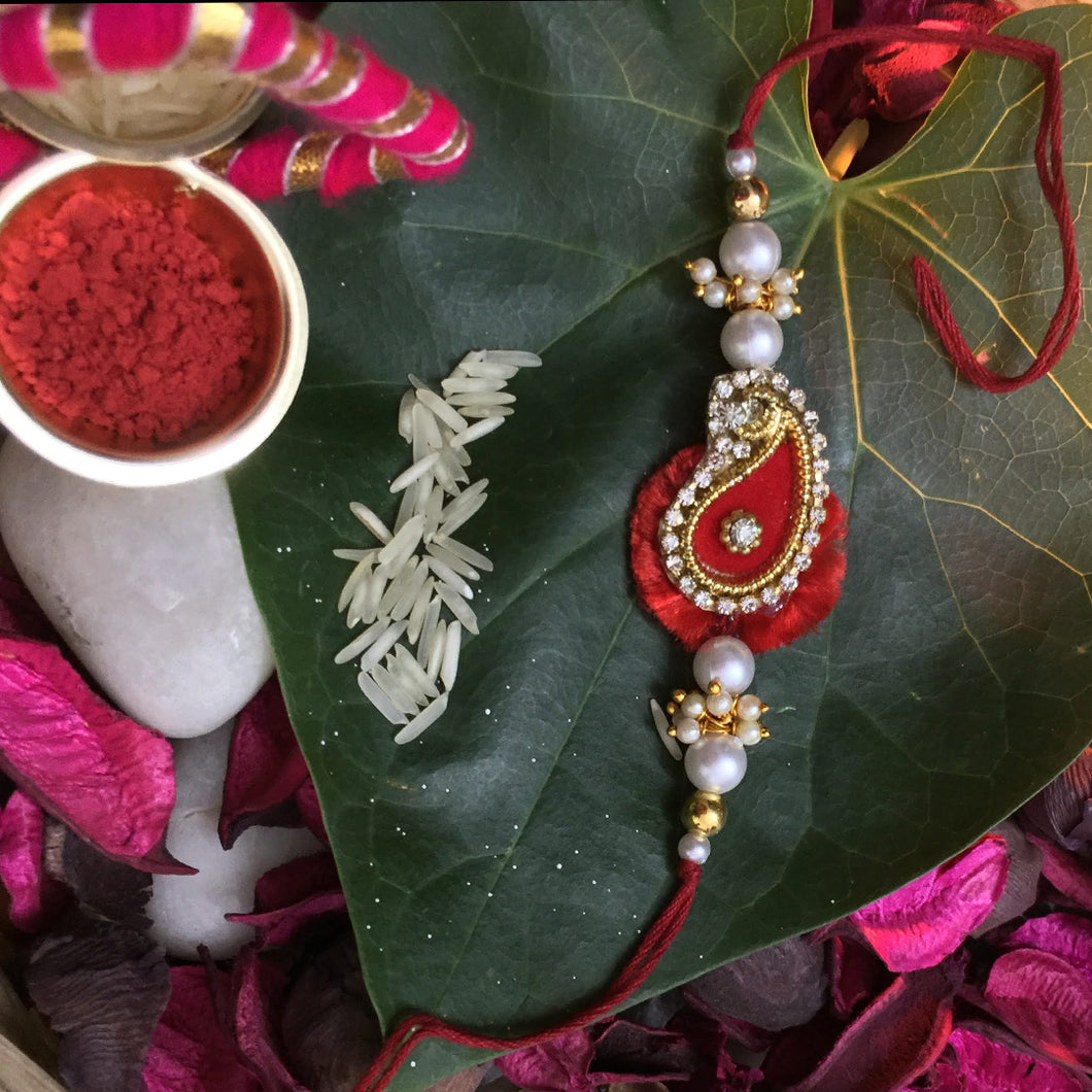 Handmade Resham and Pearl Rakhi