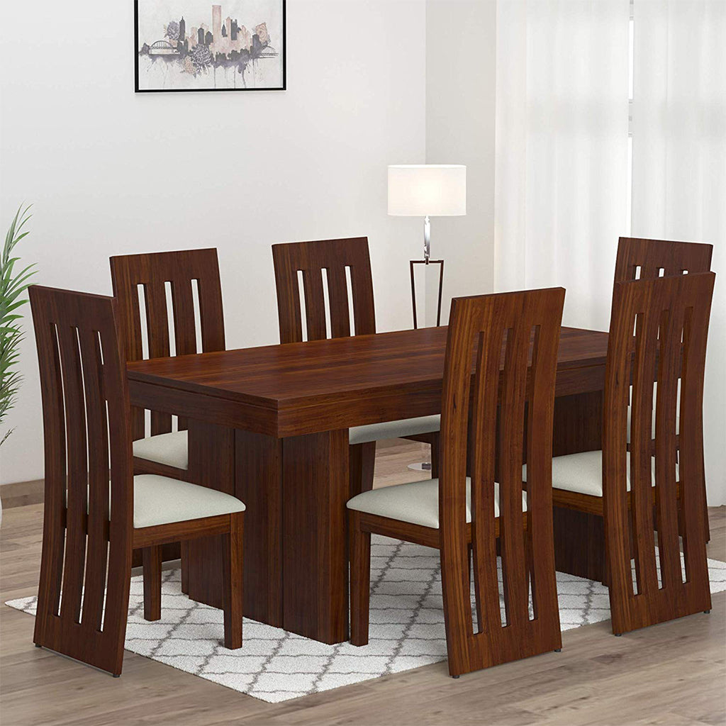 Dining Table Set with 6 Chair for Living Room | Teak Finish - Home Decor Lo